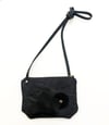 Piece Out- Black Waxed Canvas and Leather Medium Crossbody Bag
