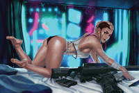 August, Cyberpunk Pin-up Poster Prints