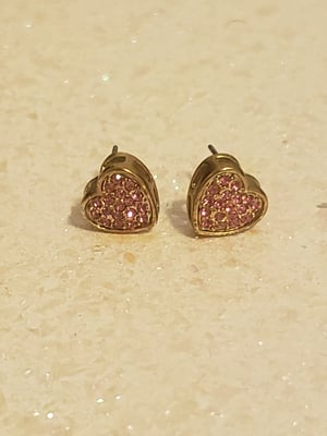 Image of Gold heart with pink stones Set