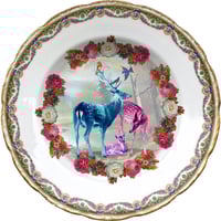 Image 1 of Deer family - Vintage Porcelain Plate - More than 120 Years Antique - #0709