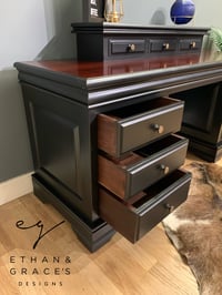 Image 3 of Black and mahogany desk / dressing table 