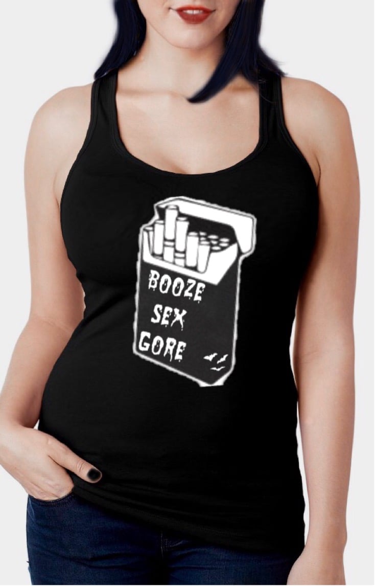 Booze Sex Gore Racerback Tank Top