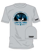 Image of 2020 Camp Big Horn  CAMPER  - TEE SHIRT - with TROOP # SLEEVE PRINT