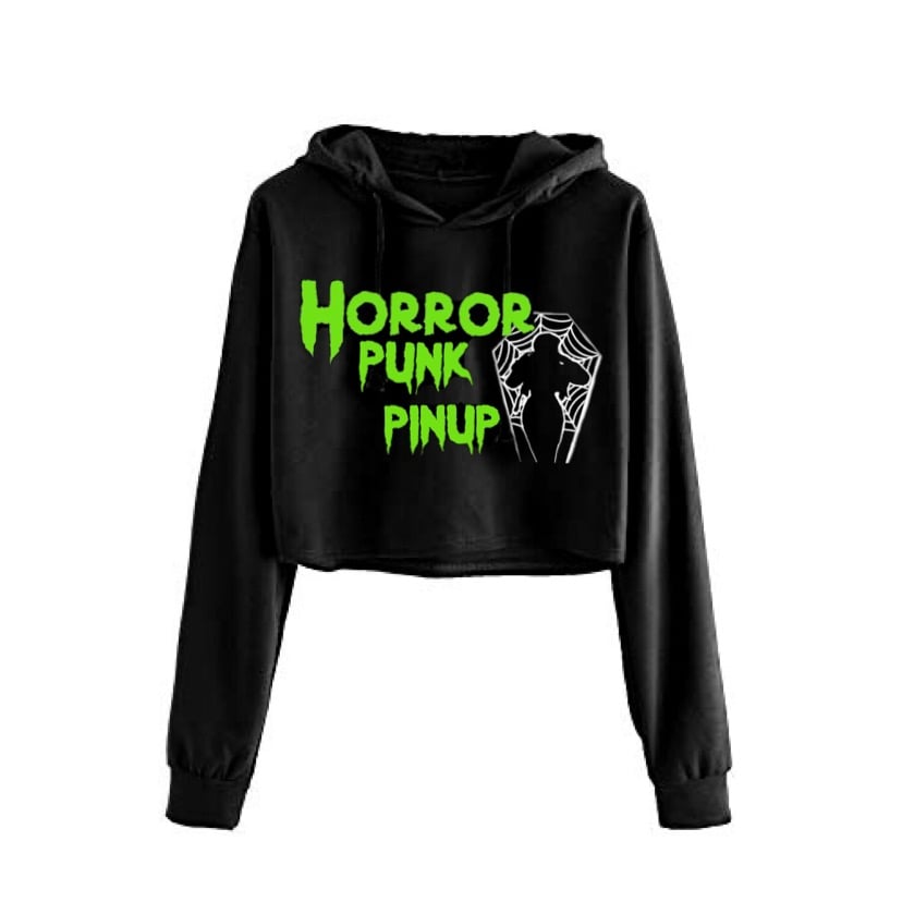 Horror Punk Pinup Cropped Hoodie