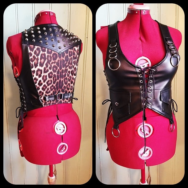 Image of Studded vest with leopard and rings