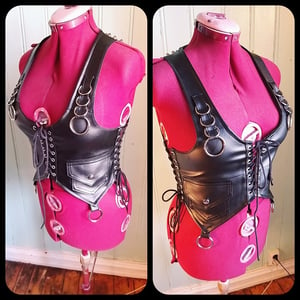Image of Studded vest with leopard and rings