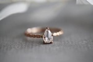 Image of 18ct rose gold, pear shape white diamond ring (IOW136)