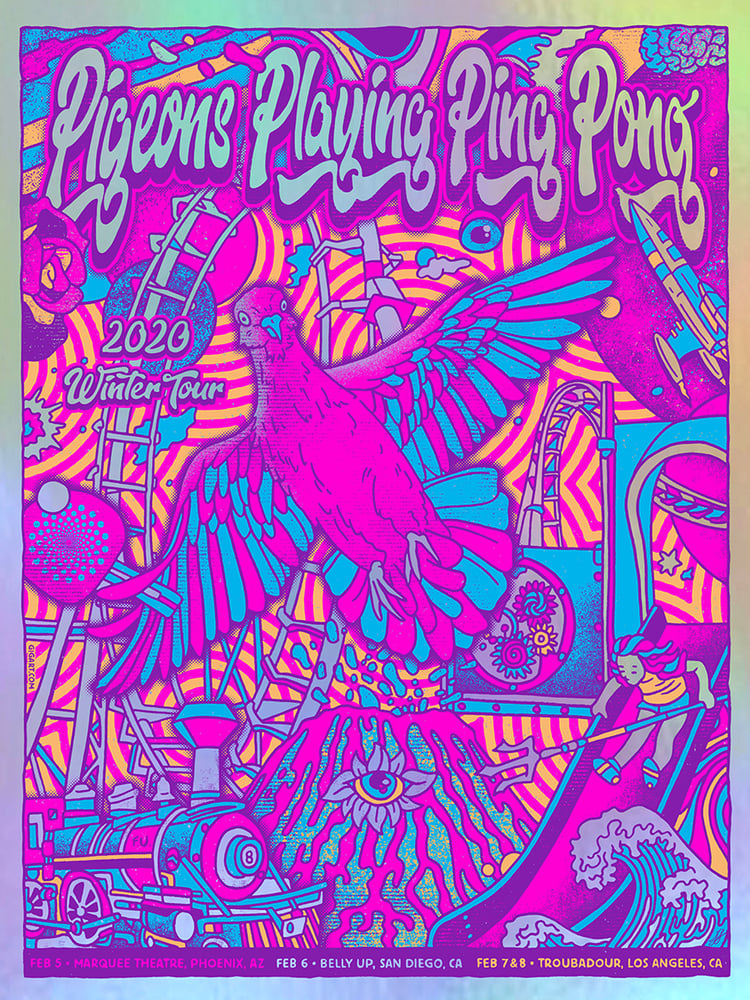 Image of Pigeons Playing Ping Pong Rainbow Foil Variant 2020