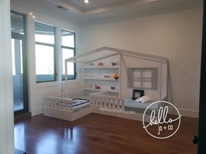 Image of Twin Twin Solid Wood Reading Nook L shaped bed