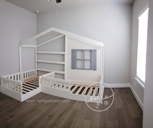 Image of Twin Twin Solid Wood Reading Nook L shaped bed