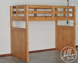 Image of Twin over Full over twin trundle solid wood bunk bed with stairs and slide