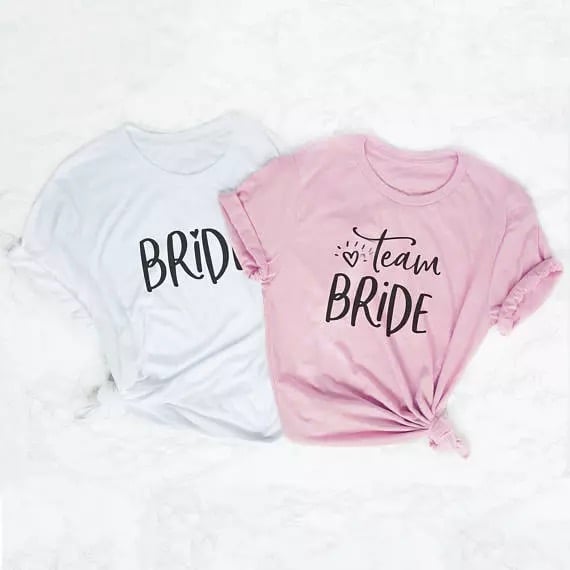 Image of Mumma’s ‘Team Bride’  and ‘Bride’ T-shirts 