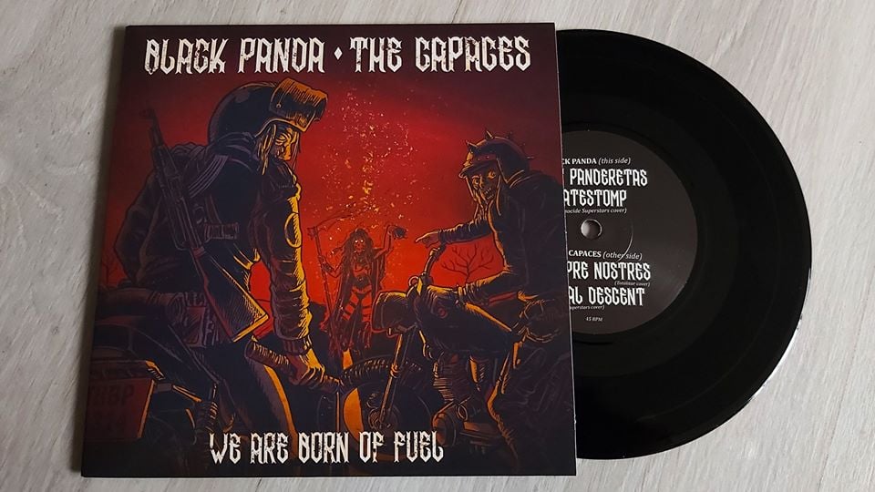 Image of LADV132 - BLACK PANDA / The CAPACES "we are born of fuel" 7"