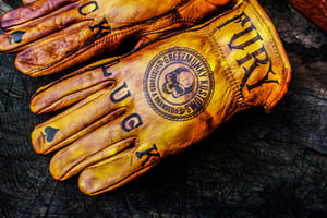 Image of Greezmunky Kult Fury custom leather gloves 