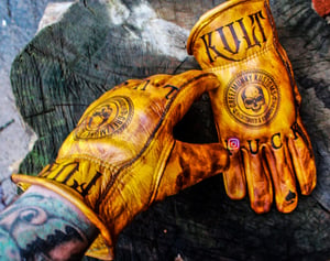 Image of Greezmunky Kult Fury custom leather gloves 