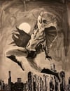 Batman (Leaps) - Original ink and watercolor painting 23 x 29"