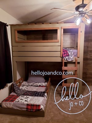 Image of Solid Wood Hunting Blind loft bed bunk bed clubhouse bed with dresser