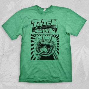 Image of TOTEM CAT T-SHIRT / SMOKING CAT (HEATHER IRISH GREEN / SAND)
