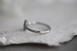 Image of Platinum, Pear shaped 'Salt and Pepper' Rose-cut Diamond ring (LON142)