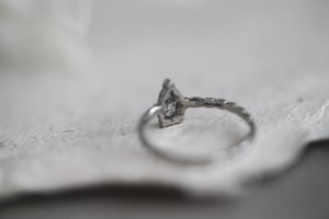 Image of Platinum, Pear shaped 'Salt and Pepper' Rose-cut Diamond ring (LON142)