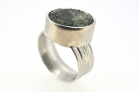 Image 2 of Silver Strata ring with oval aquamarine with goethite inclusions