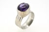 Silver Strata ring with oval amethyst