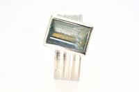 Image 2 of Silver Strata ring with mirror cut aquamarine