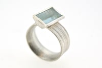 Image 3 of Silver Strata ring with mirror cut aquamarine