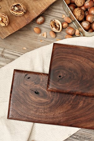 Image of Walnut serving boards with natural knots and cracs - set of 2 