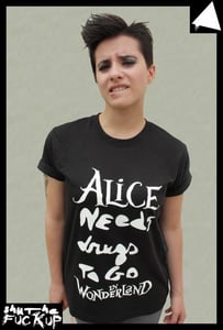 Image of Alice needs drugs to go in Wonderland - BLACK