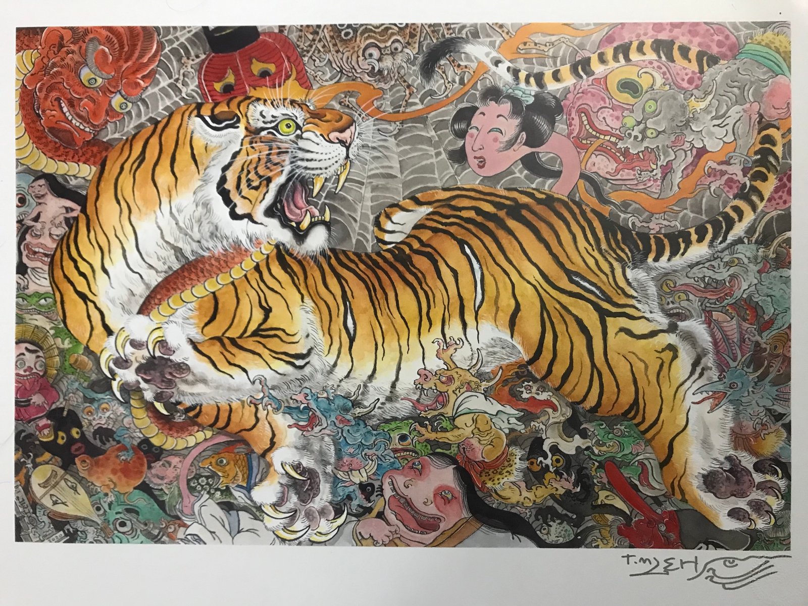 Lehi Tiger in a Yokai Parade Signed Poster  Tim Lehi