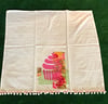 Flour Sack Tea Towel, Pink Cupcake with Bright Gold and Pink Fabric