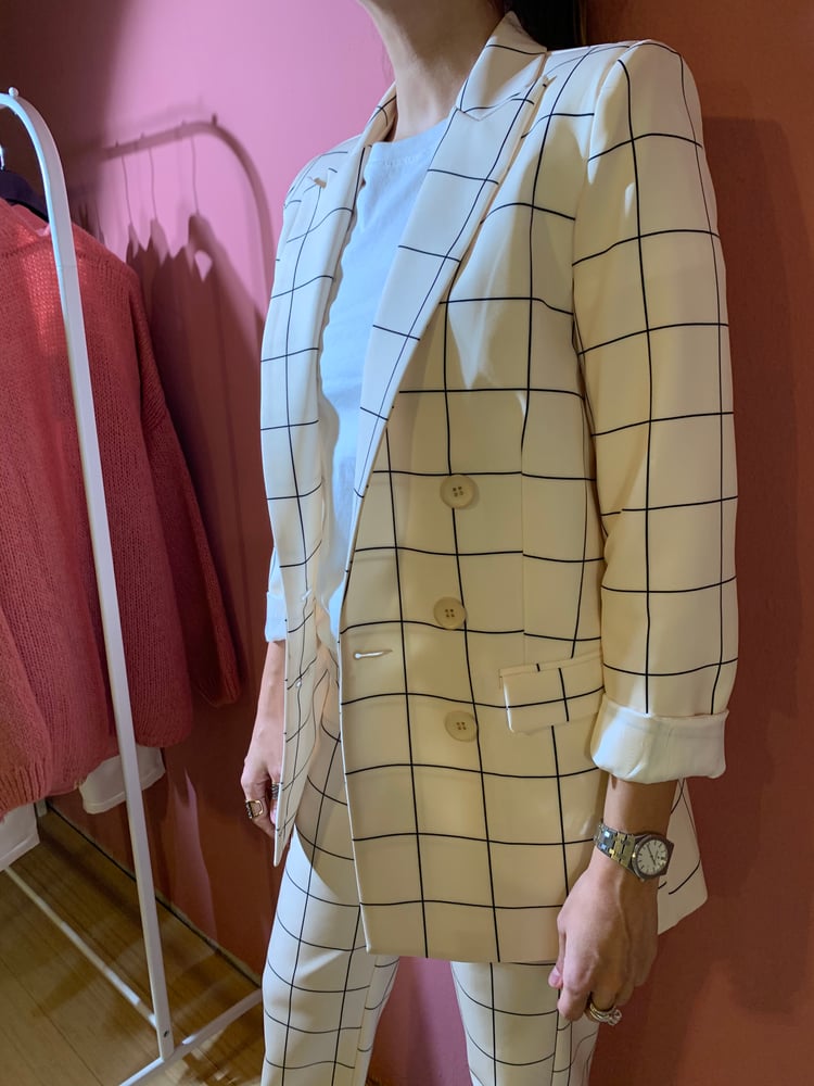 Image of BLAZER COMPLETO FHECK PANNA NERO