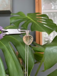 Image 2 of Silver Yellow Fluorite Heart Crystal Necklace