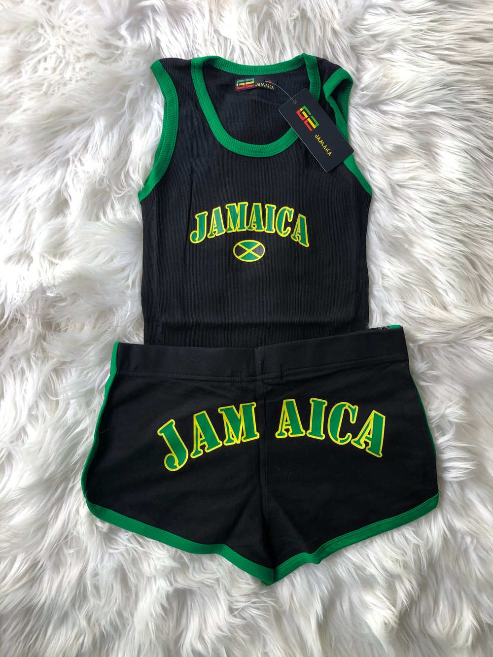 Jamaican ladies shorts set (Black)