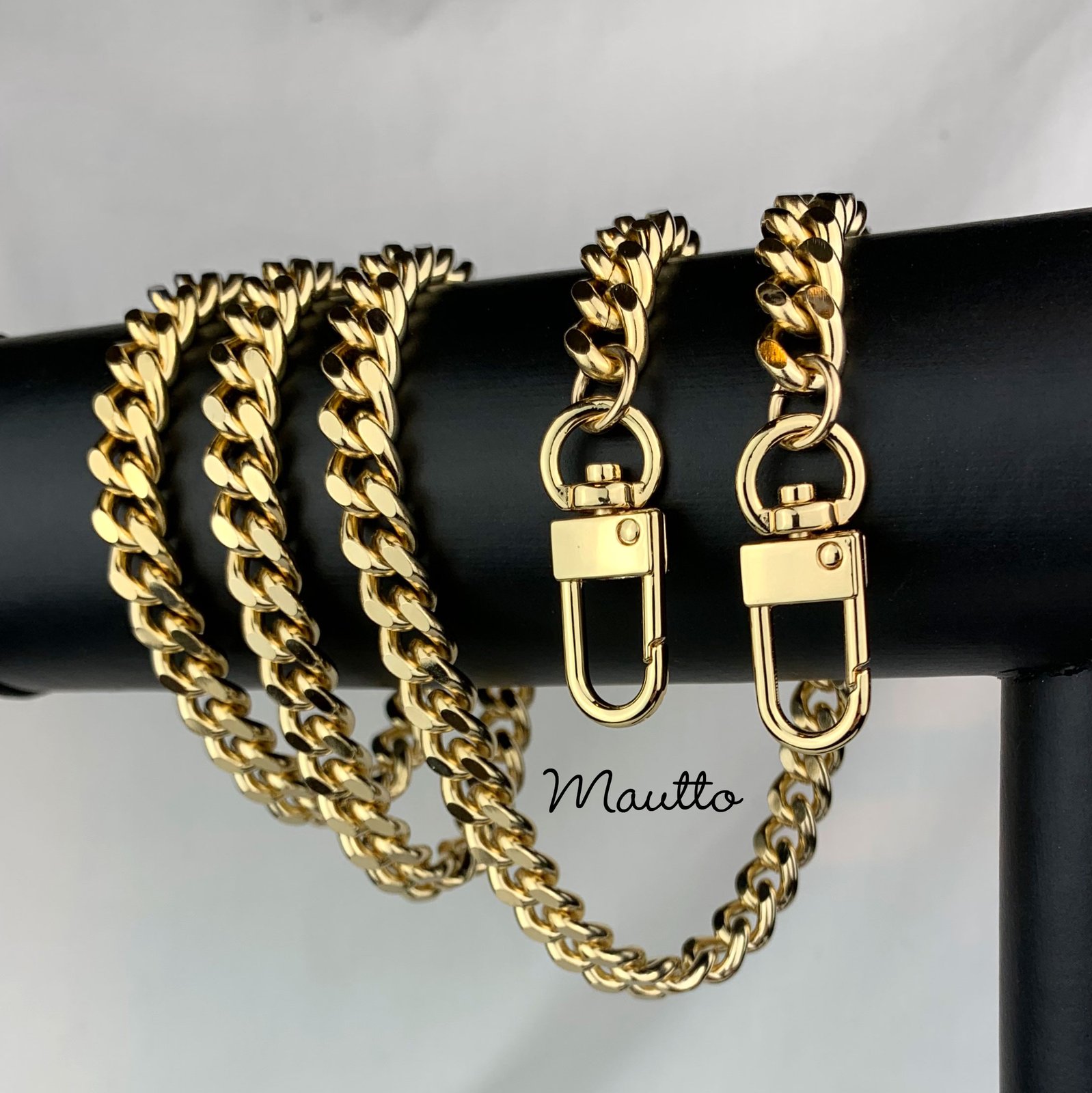 Gold Bag Chain Strap - Oval Handbag Straps for Designer Bags