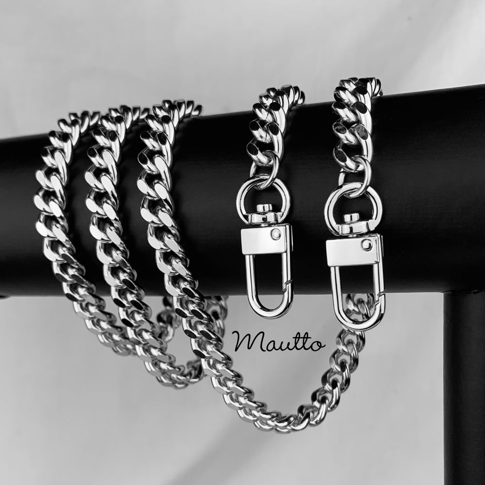 Image of NICKEL Chain Bag Strap - NEW Classy Curb, Diamond Cut Accents - 3/8" Wide - Choose Length & Clasps