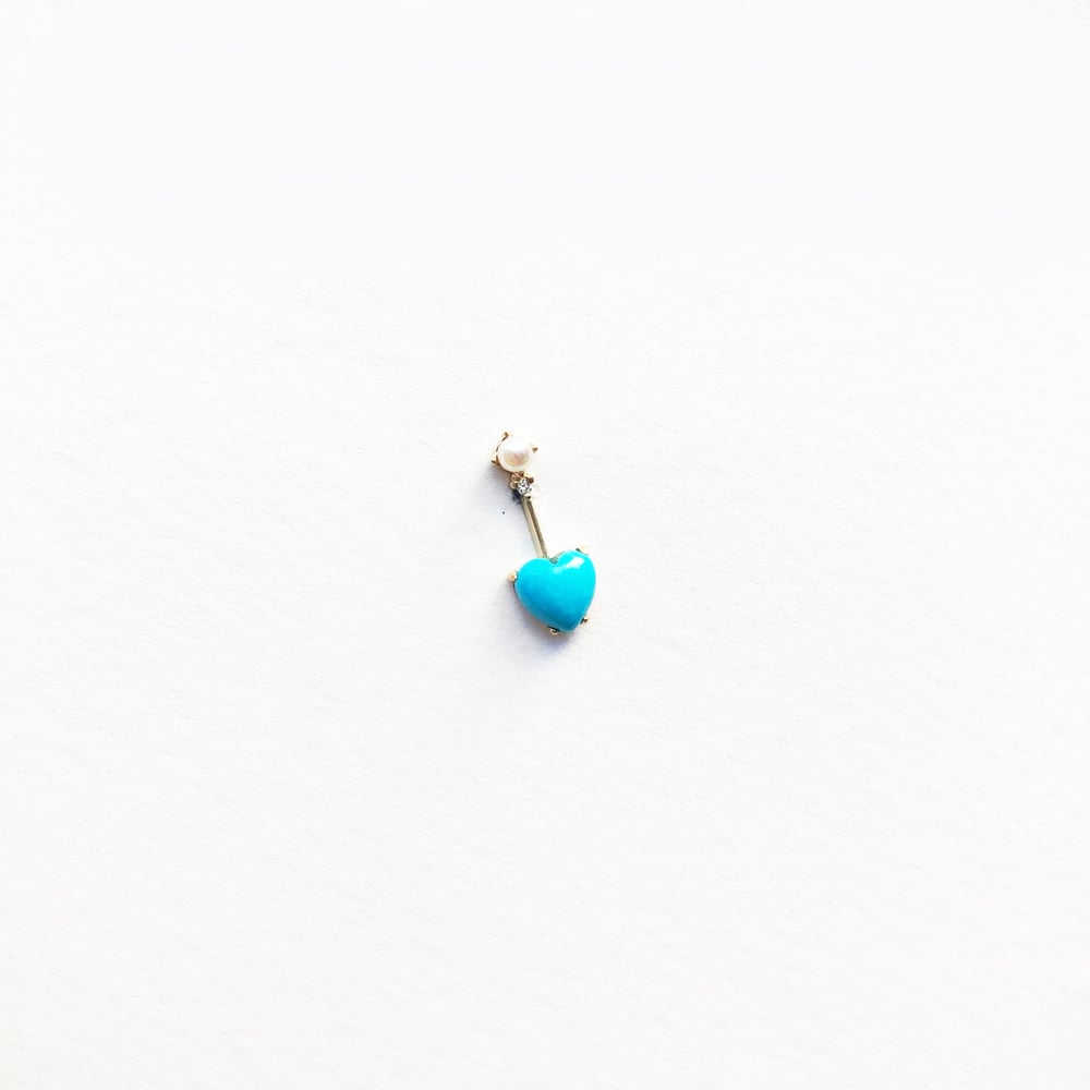Image of Turquoise Heart Mini Bar Earring