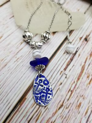 Image of Fine Silver-Handmade Pendant- Sea Glass- Necklace- #298