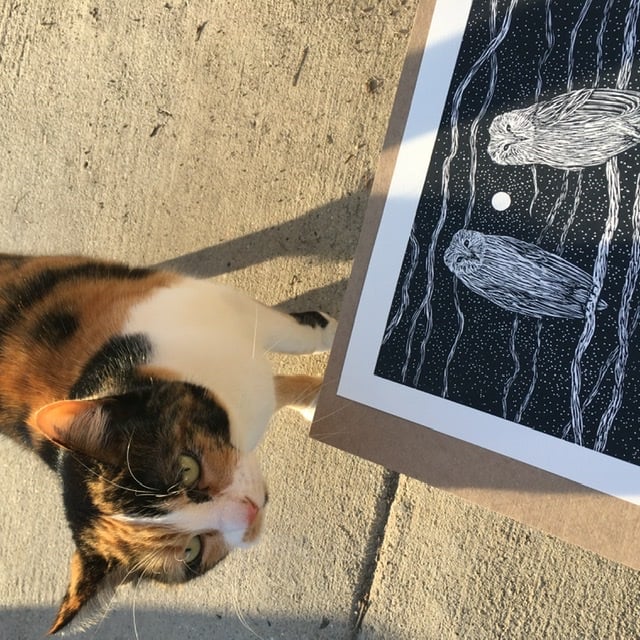 Image of Owls watch ~ relief print