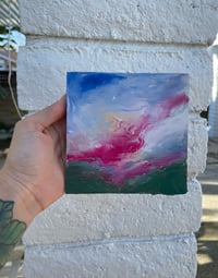 Image 5 of “Little Pink Sky Painting” oil on wood 5 x 5 inches  