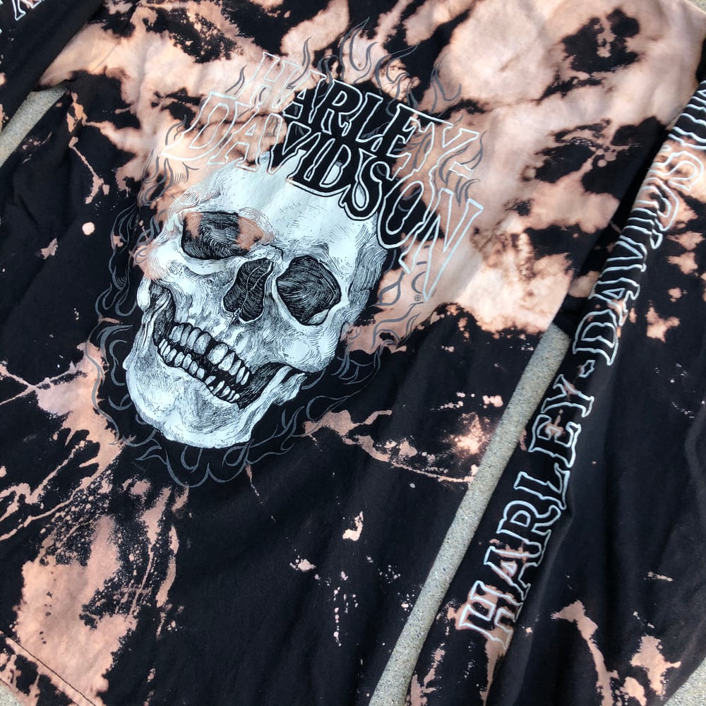 Image of Custom Bleached Harley Davidson Long Sleeve Tee