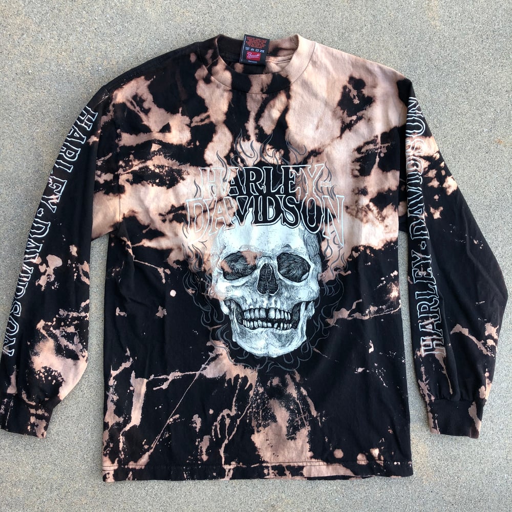 Image of Custom Bleached Harley Davidson Long Sleeve Tee