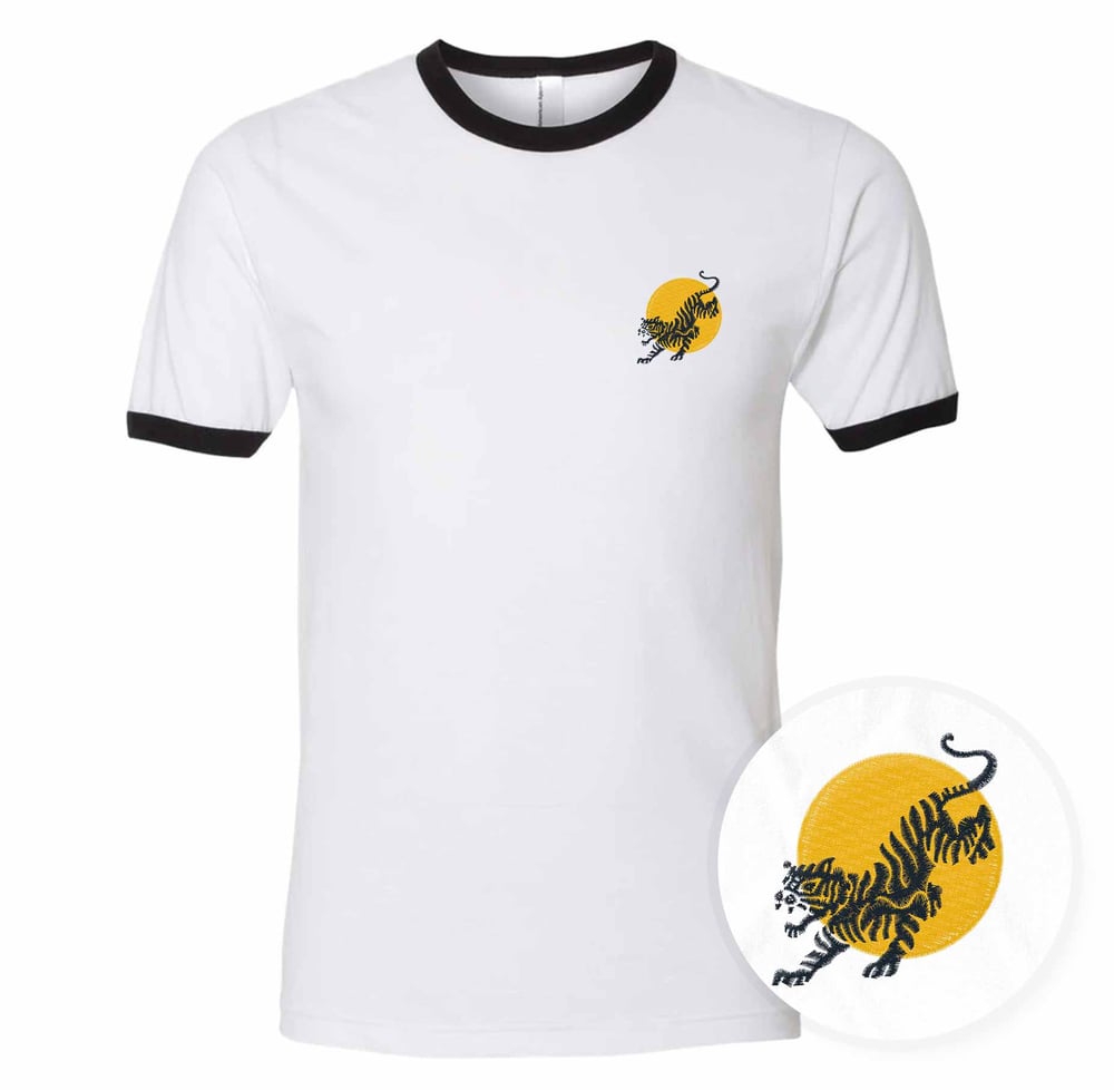 Image of Tiger Sun - Embroidered Ringer T-shirt