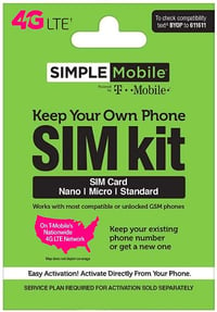 Simple Mobile Keep Your Own Phone 3-in-1 Prepaid SIM Kit