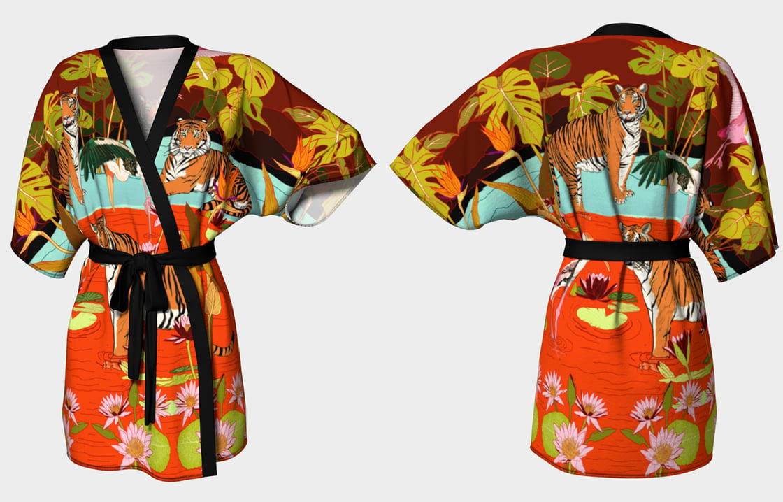 Image of Kimono Robe in Swamp Paradise Print