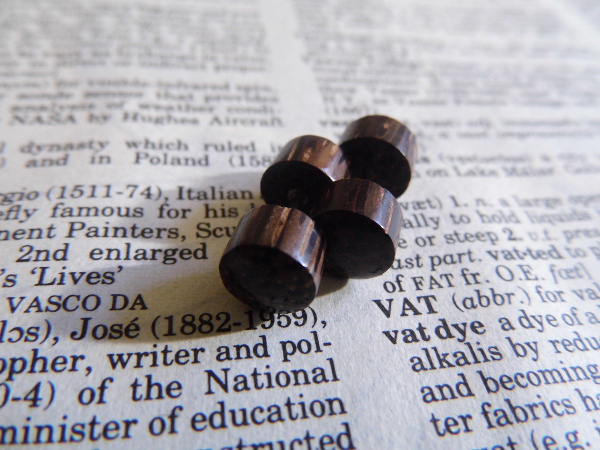 Pair Coco Wood Earring Studs Faux Plugs