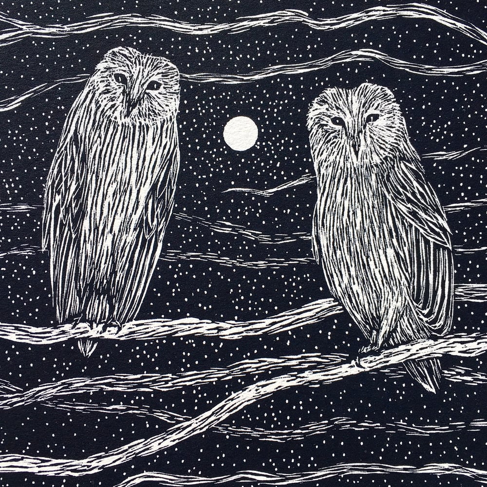 Image of Owls watch ~ relief print