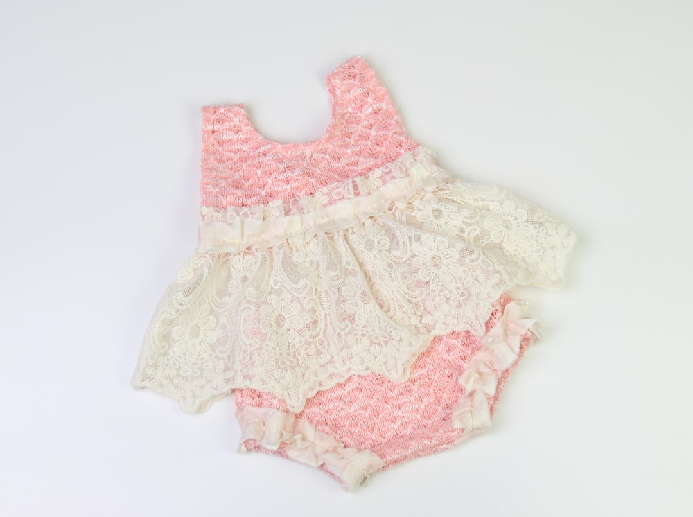 Image of Newborn Knit, Lace & Silk Top & Knickers Set