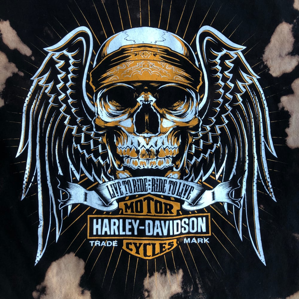 Image of Custom Bleached Harley Davidson “Skull/Wings” Tee